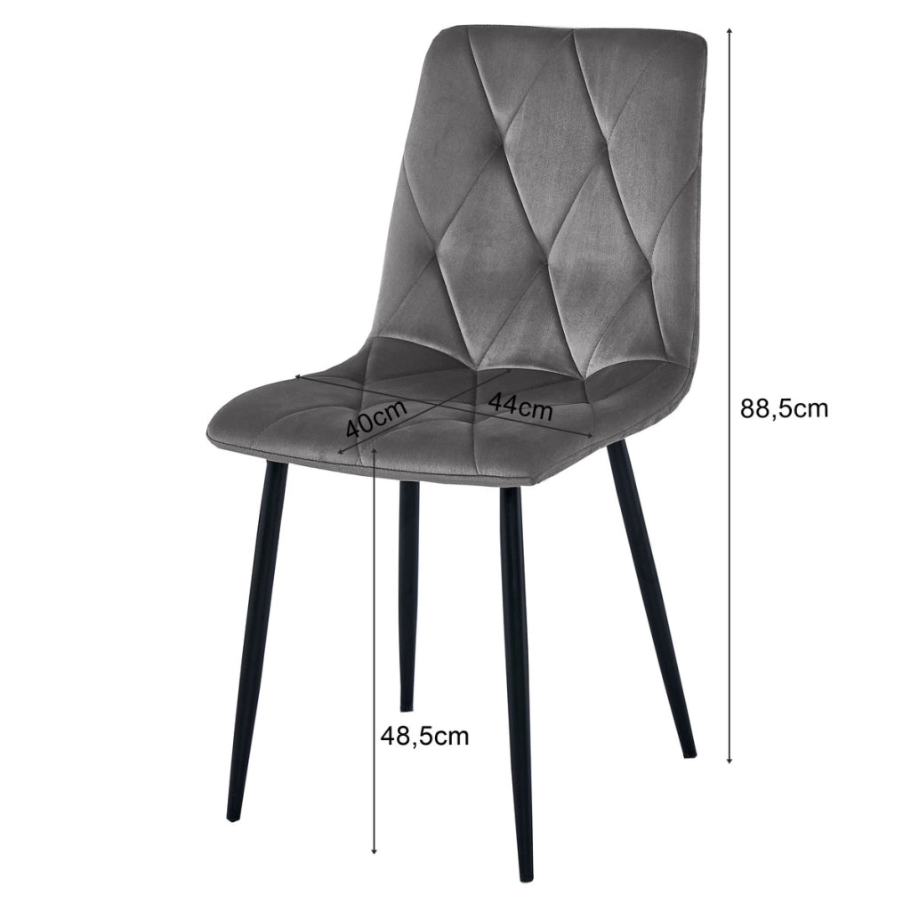 Sedia Libra in velluto grigio scuro con gambe nere