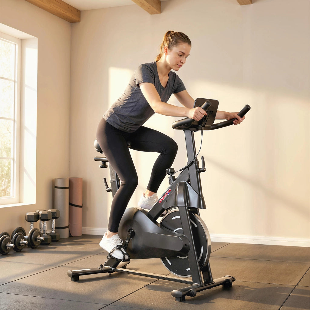 Cyclette Magnetica con Display LCD e Supporto Tablet ¨C Xylo ¨C Acciaio e ABS 103x49x98-112cm Nero