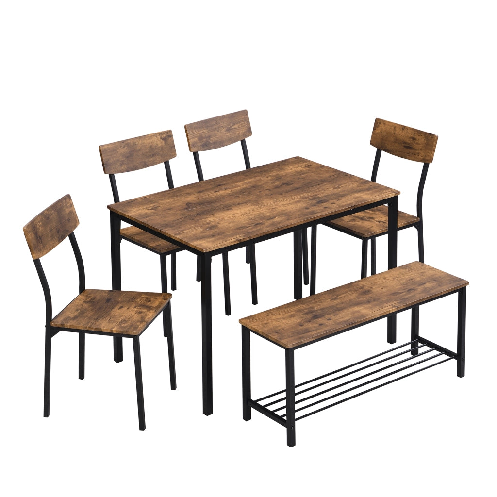 Set tavolo da pranzo con sedute in MDF marrone