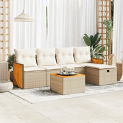 Set Divano da Giardino 6 pz con Cuscini Beige in Polyrattan 3326020