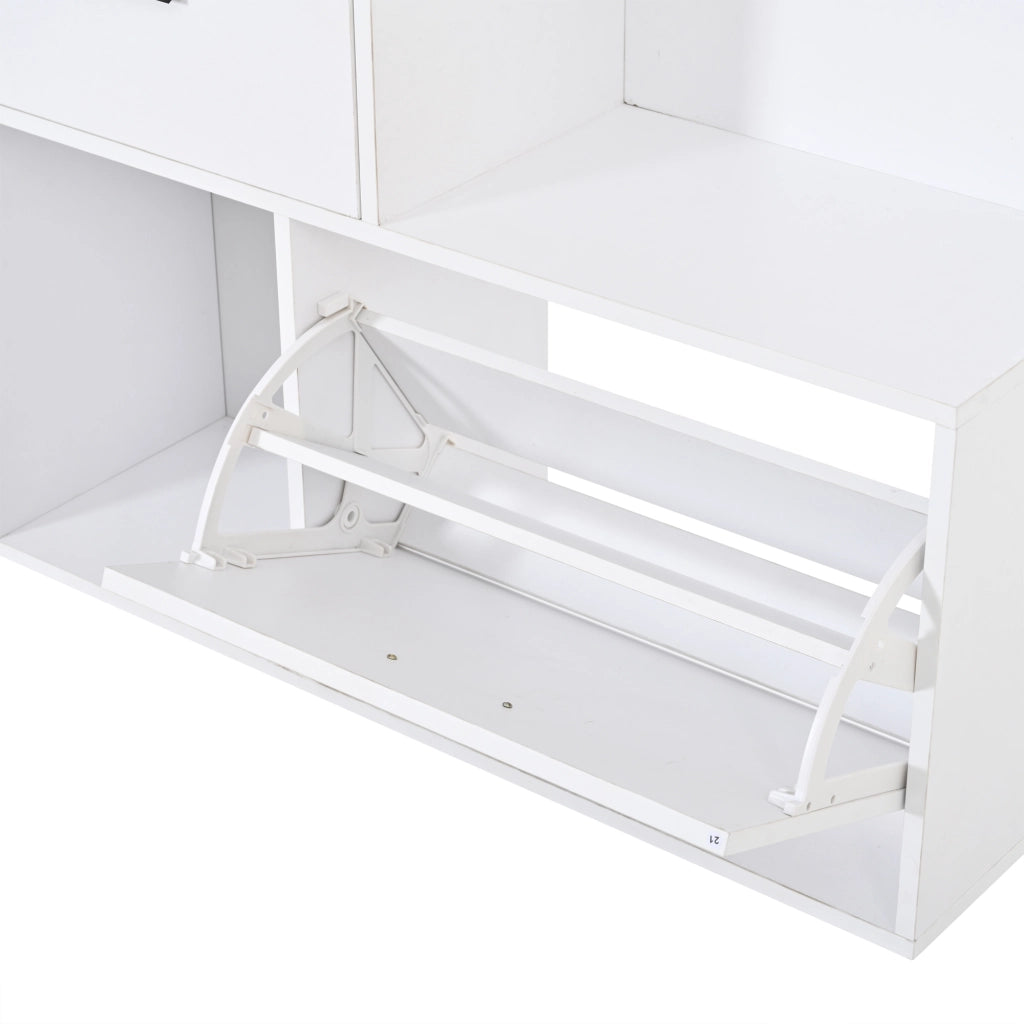 Mobile ingresso con scarpiera e specchio guardaroba bianco 90x30x180 cm in MDF