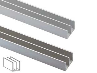 PROFILO A DOPPIA U IN ALLUMINIO- - mm.20x18 mt.1 argento - 5 pezzi