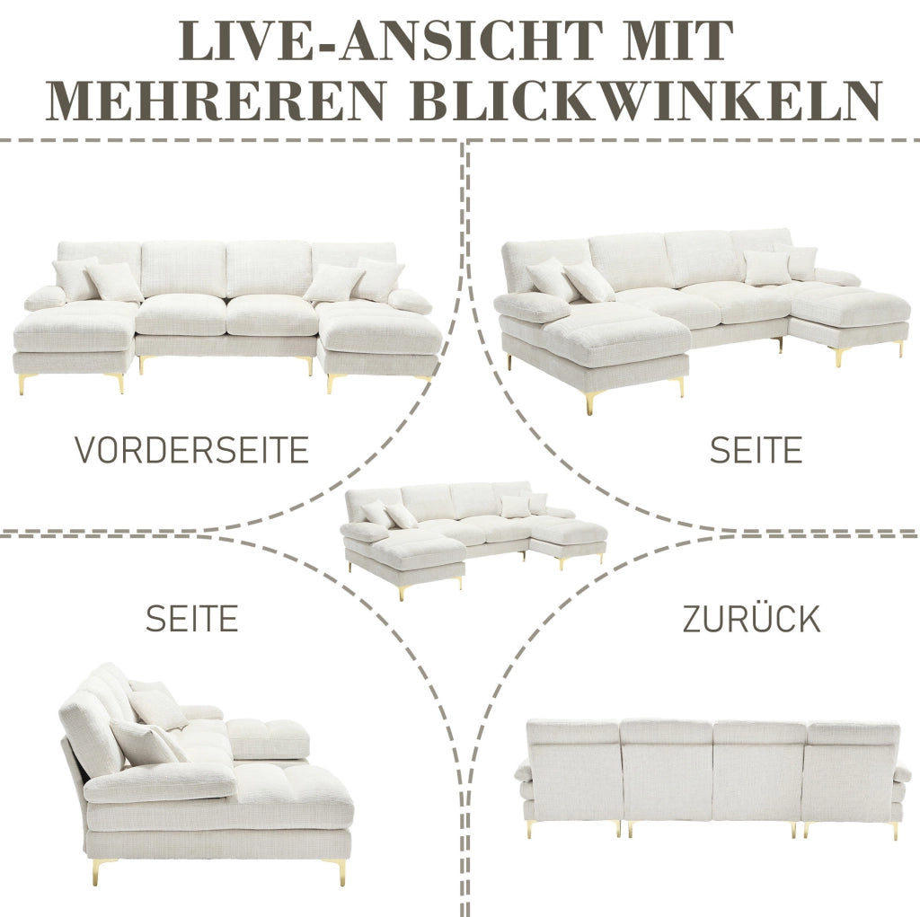 DIVANO U a 2 Chaise 272x136x88 cm Chenille Beige