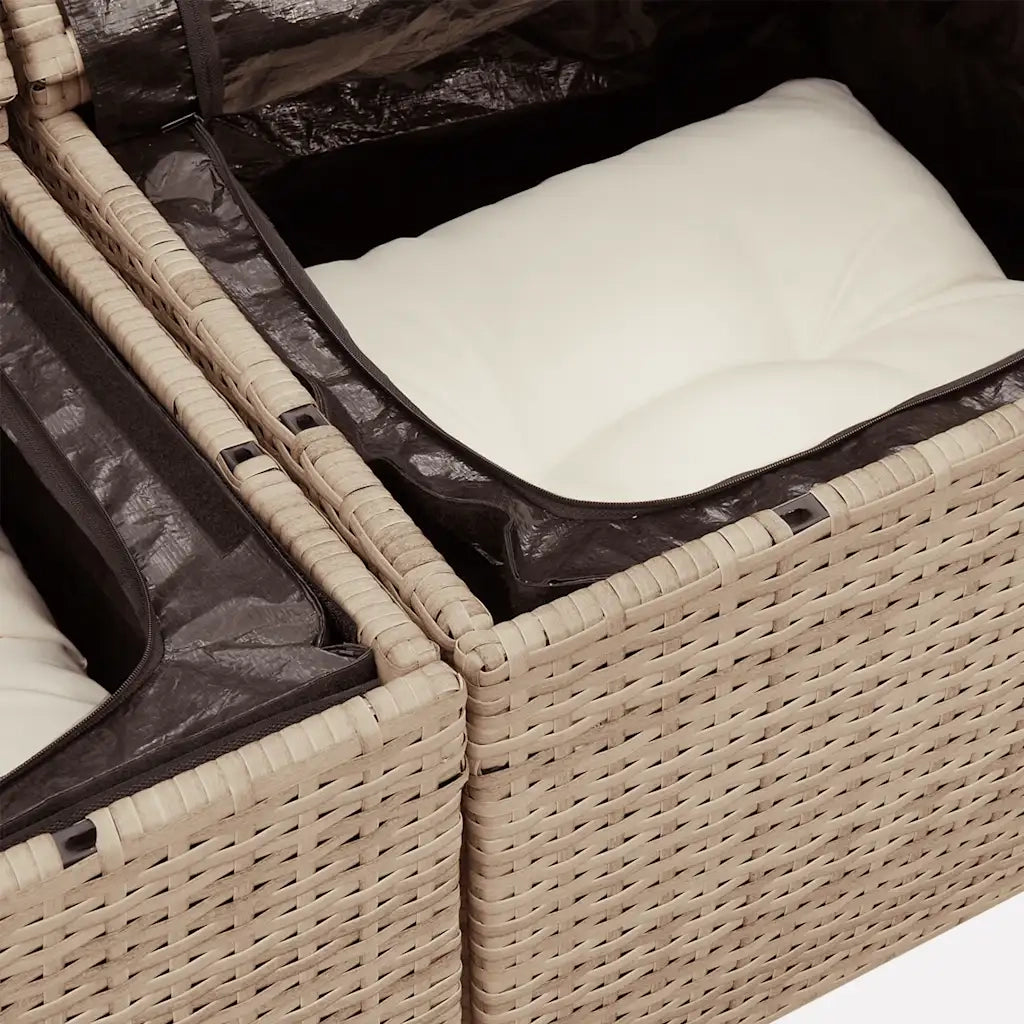 Set Divani da Giardino 7 pz con Cuscini Beige in Polyrattan 3326034