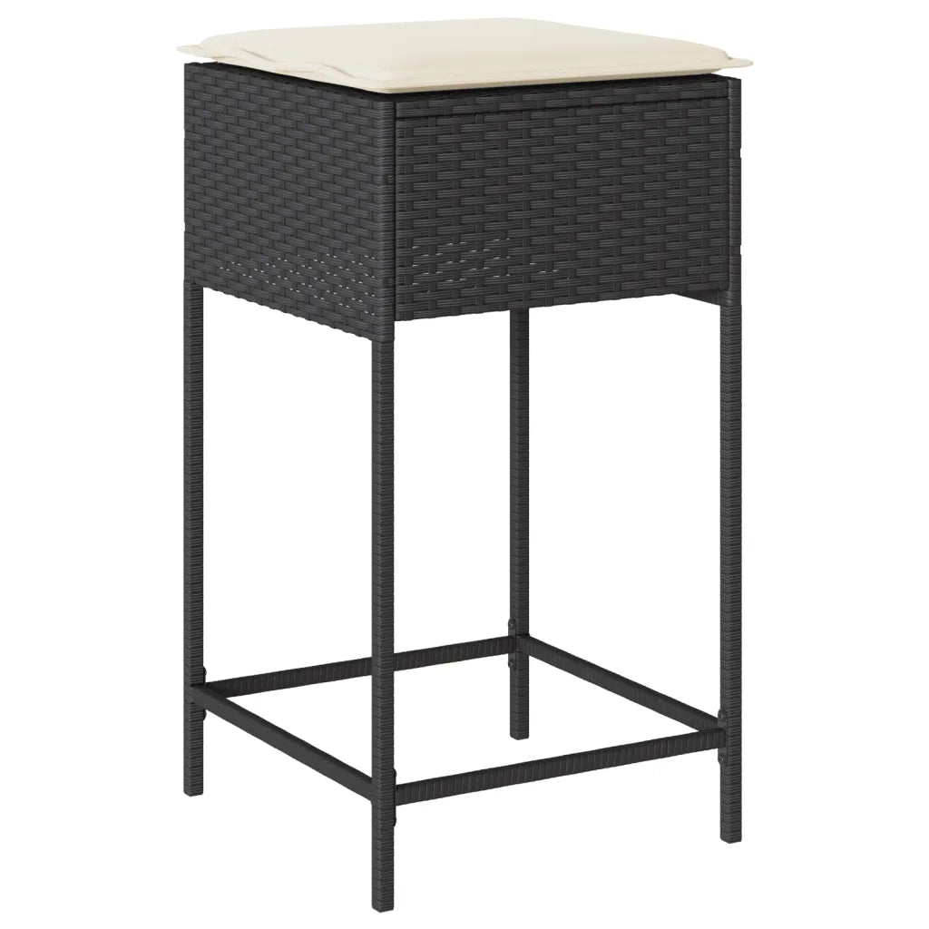 Set Bar da Giardino 7 pz con Cuscini in Polyrattan Nero 3261455