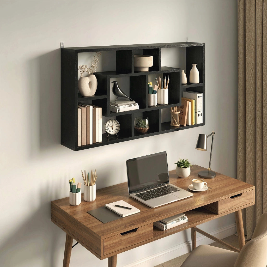 Libreria a Muro con 8 Cubi ¨C Xylo ¨C Nero 85x14,5x47,5 cm