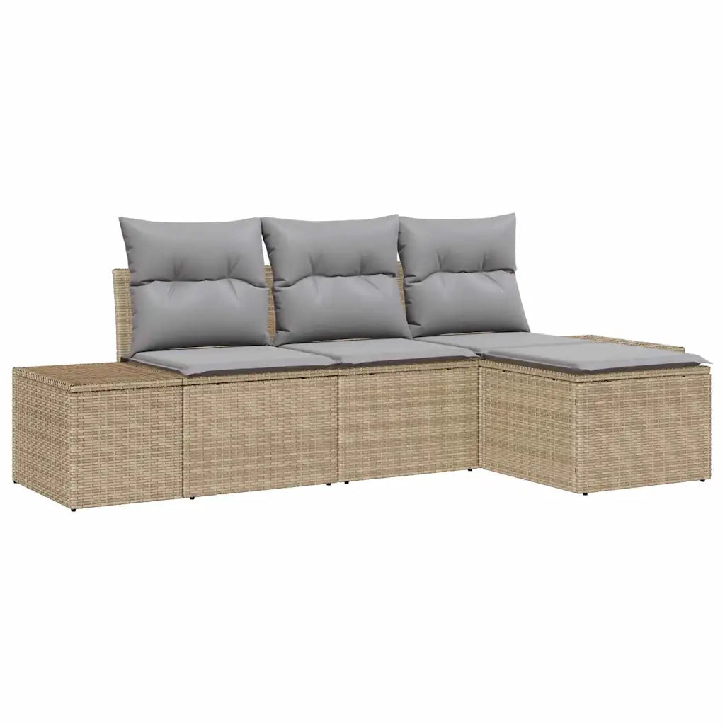 Set Divano da Giardino 4 pcs Beige e Grigio Chiaro polyrattan 3355679