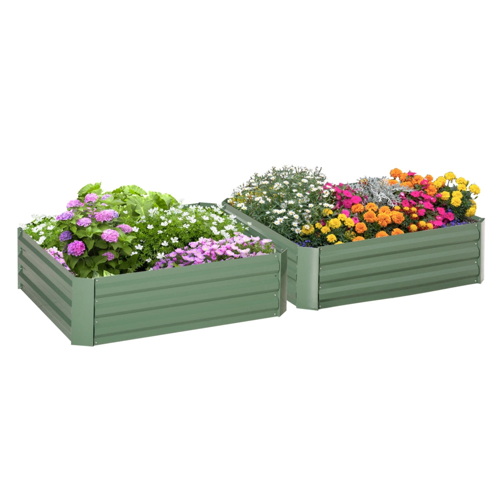 Set di 2 Letti per Orto Rialzati in Acciaio Zincato per Piante e Ortaggi, 100x100x30cm