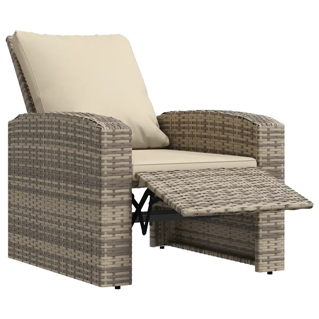 Poltrona Reclinabile Giardino Cuscini Marrone Chiaro Polyrattan 364103