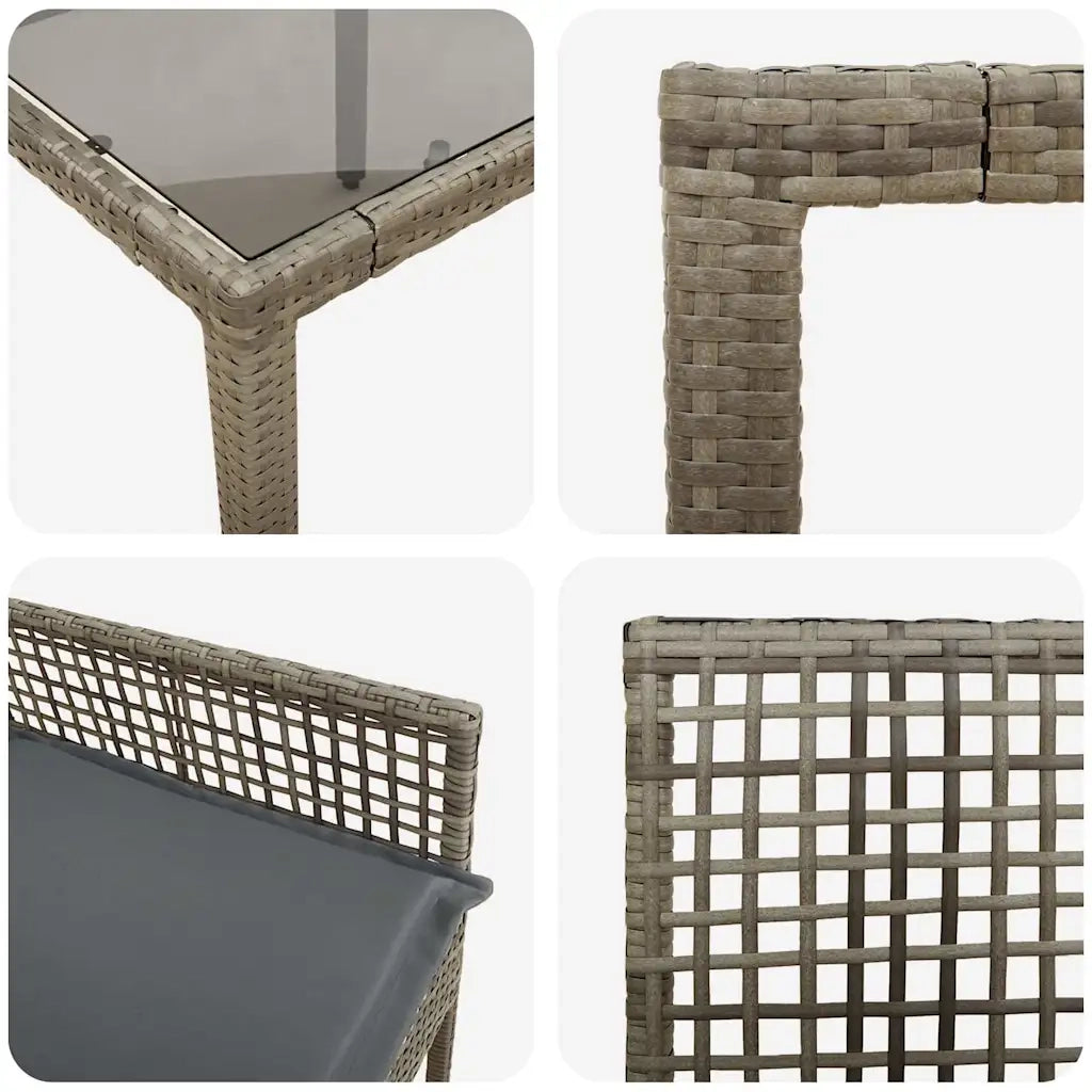 Set da Pranzo per Giardino 7 pcs Grigio polyrattan 3334875