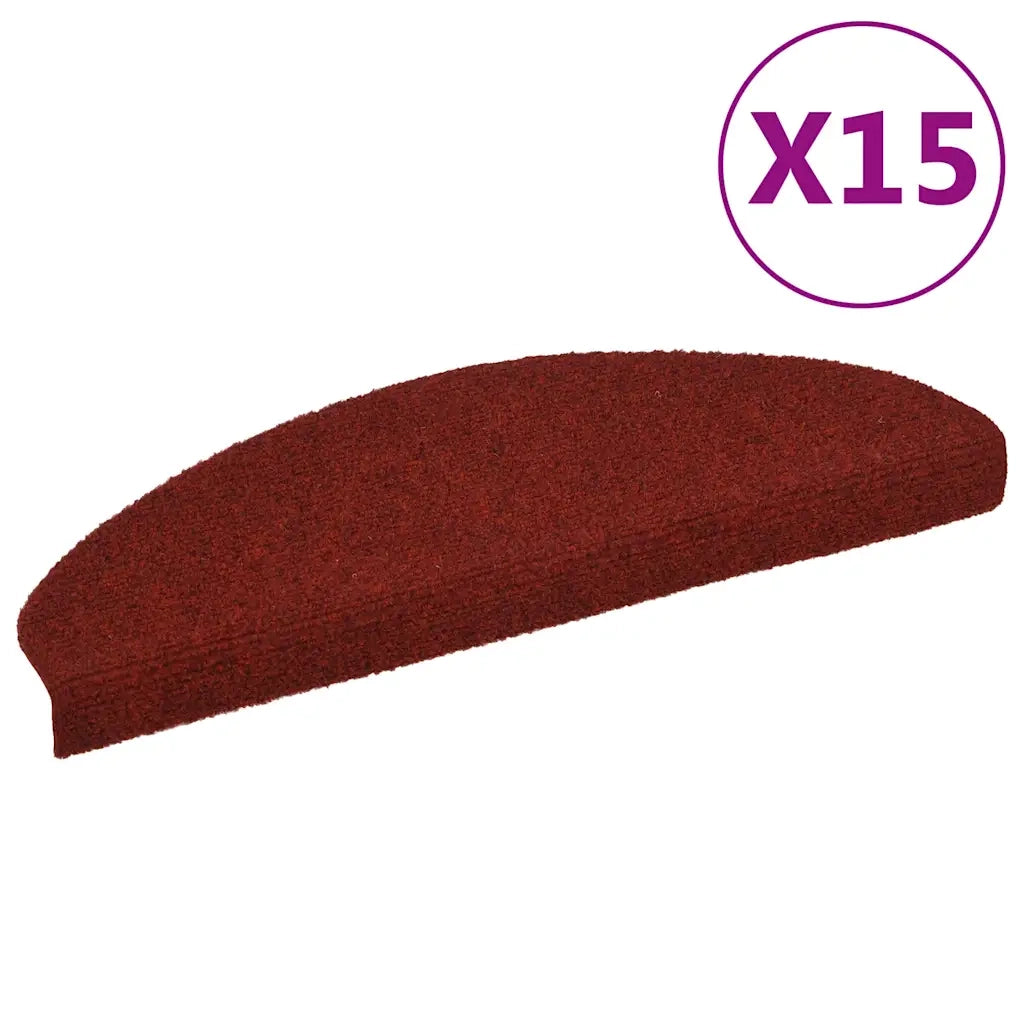Tappetini per scale autoadesivi 15 pz 65x21x4 cm Bordeaux Rosso Semicircolari Grandi 132700