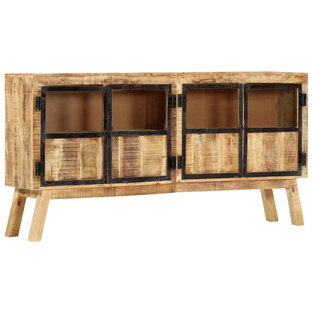 Credenza Marrone e Nera 160x30x80 cm Massello di Mango Grezzo 247994
