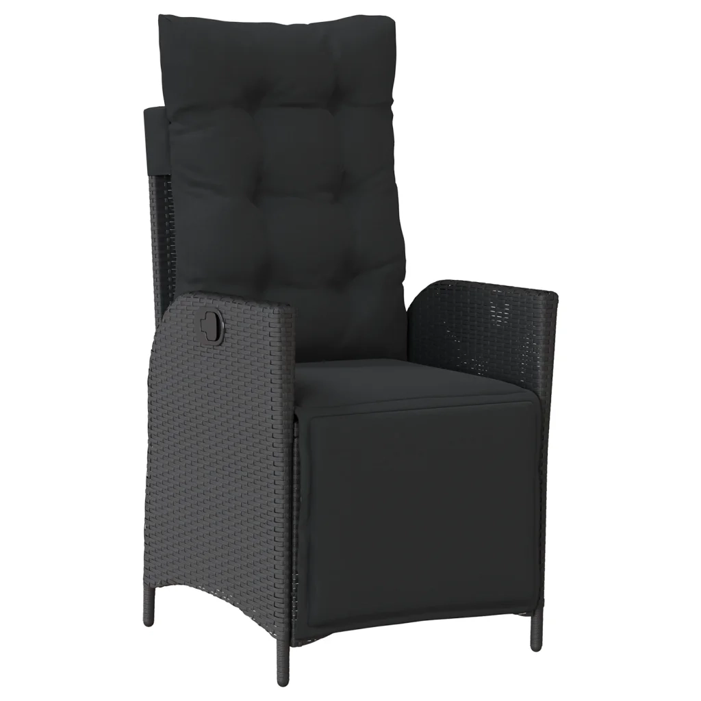 Set da Pranzo da Giardino 4 pz con Cuscini Nero in Polyrattan 3277453