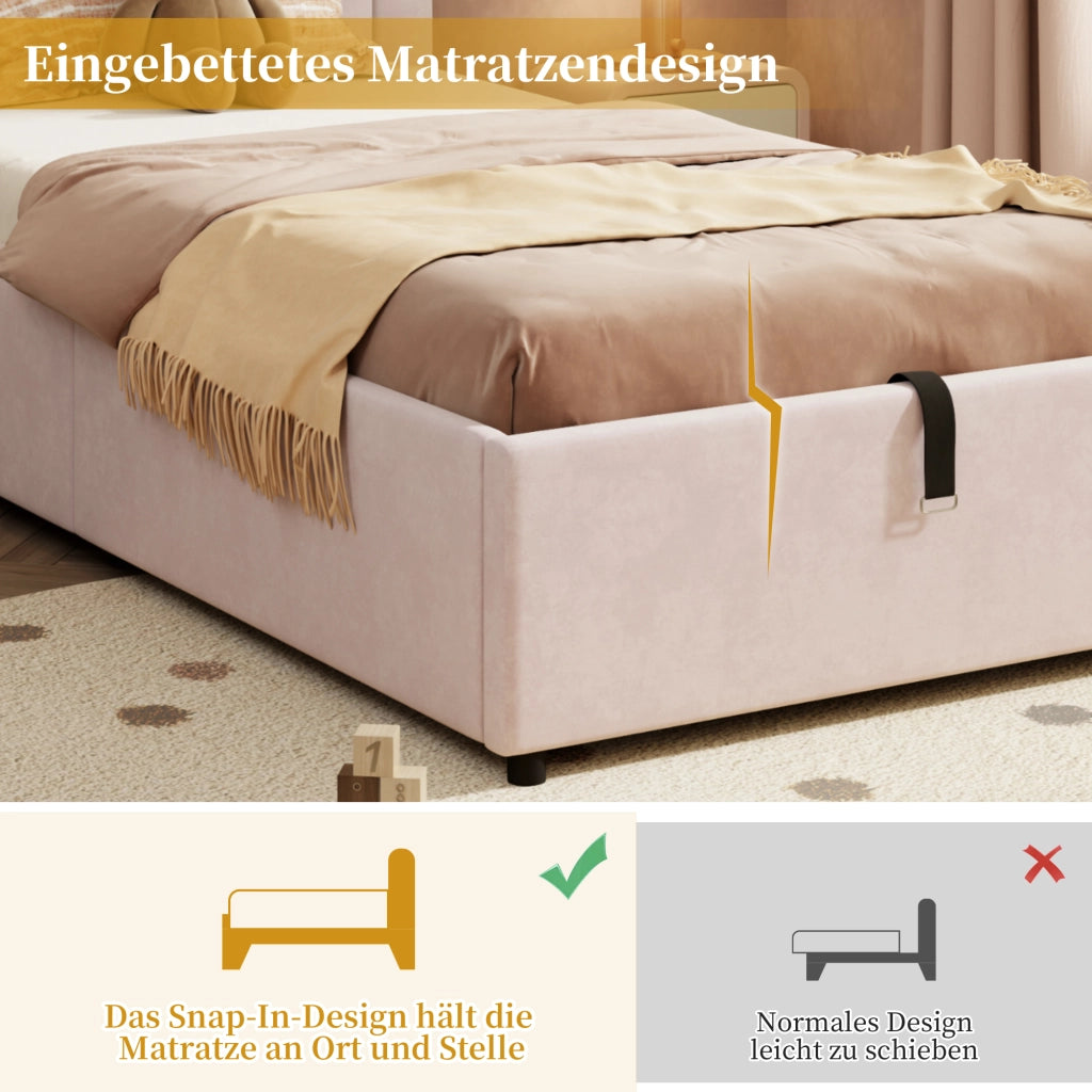 letto imbottito velluto rosa 95 x 211 cm