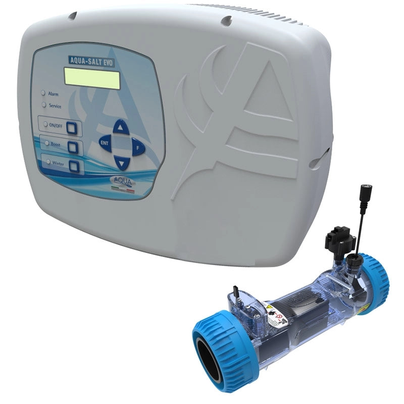 Sterilizzatore Aqua Salt Evo Con Sensore Di Flusso, Regolatore Ph, Lettura Cloro Tramite Cella Aj E Cella Elettrolitica Per Piscine Fino A 200 M³ Volume piscina: Fino a 150 m³