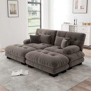Divano Angolare Chenille 2 Posti con Ottomans e Cuscini ¨C Xylo ¨C Marrone
