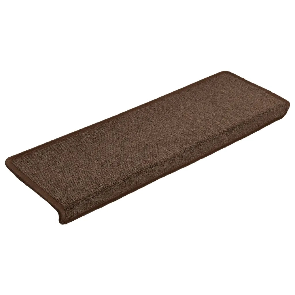 Tappetini per scale 15 pz 65x21x4 cm Marrone Bordo rettangolare 134571