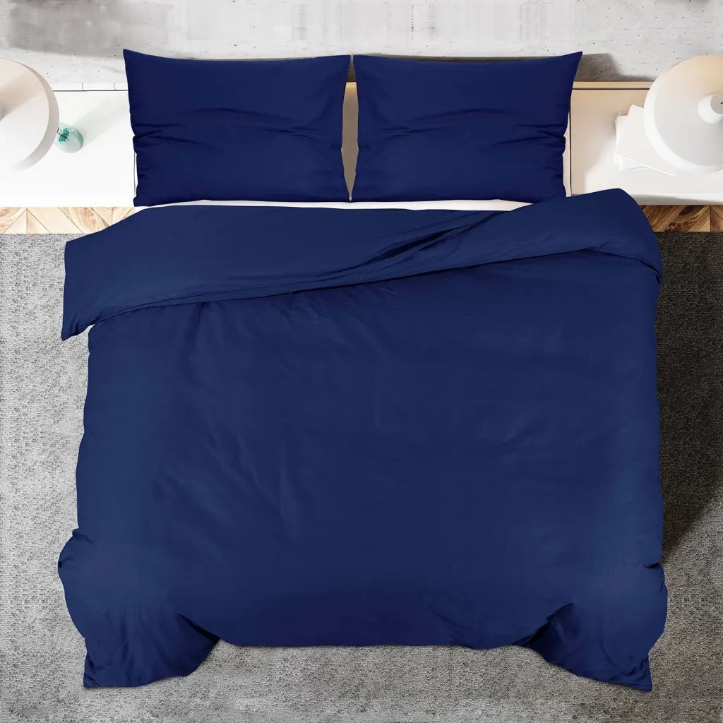 Set Copripiumino Blu Marino 200x200 cm in Cotone 136143