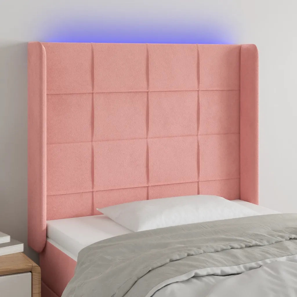 Testiera a LED-Testata con LED Nera 93x16x118/128 cm in Velluto 264507