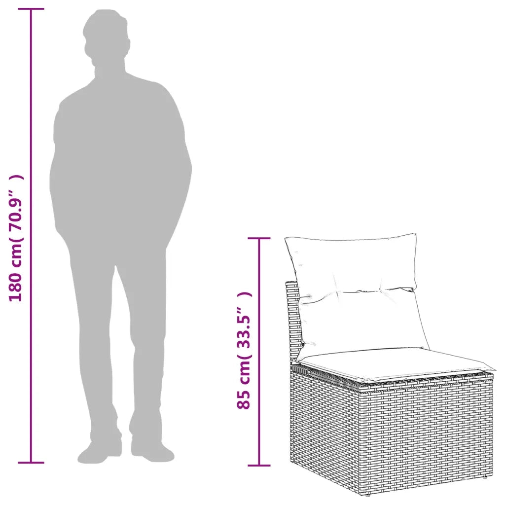 Set Divano da Giardino 10 pz con Cuscini Beige in Polyrattan 3223048