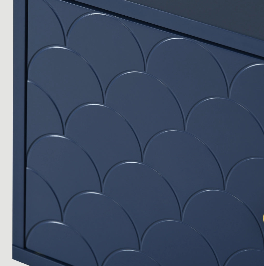 Set 2 comodini 35x35x51 cm in pannello truciolare e metallo; blu navy