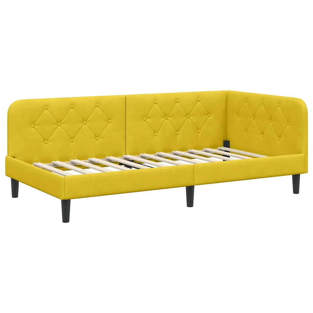 Cornice del letto ad angolo Giallo 90 x 190 cm Velluto 3394150