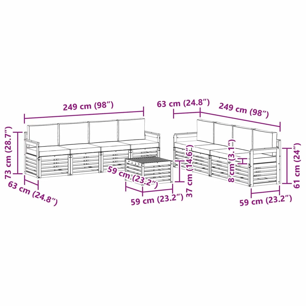 Set di divani da esterno 9 pcs Bianco e Grigio Chiaro 3391581
