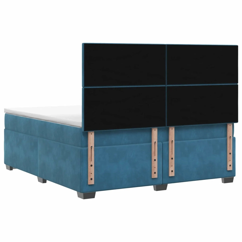 Letto box spring con materasso Blu 160 x 200 cm Velluto 3453684