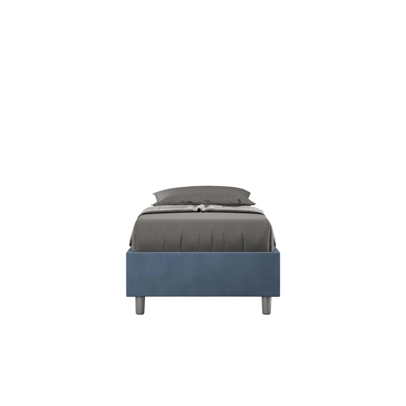 Letto Sommier imbottito Singolo 80x210 cm Azelia - Senza rete,Microfibra,Blu