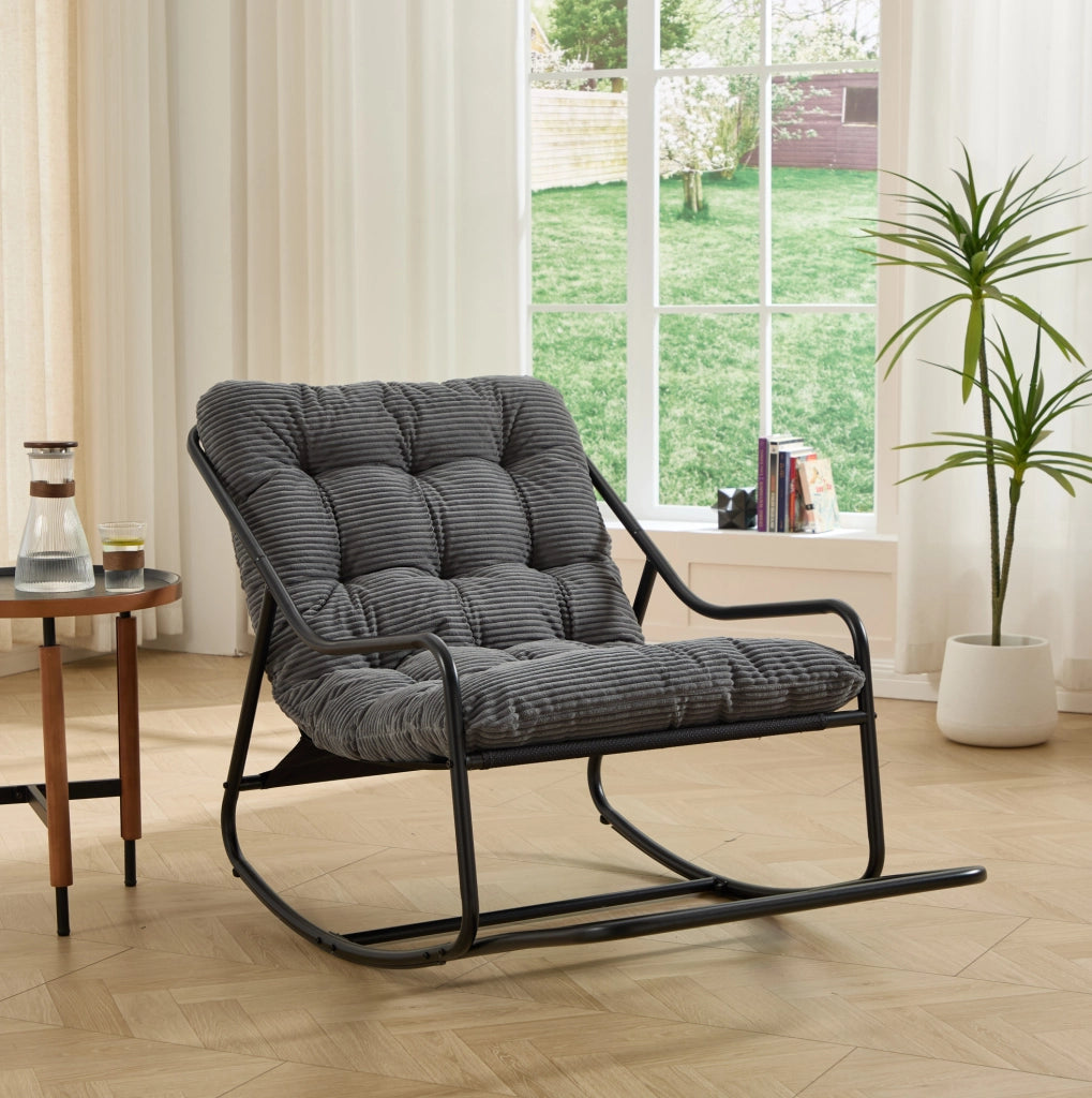 POLTRONA a dondolo 75x116x82 cm in acciaio grigio e nero