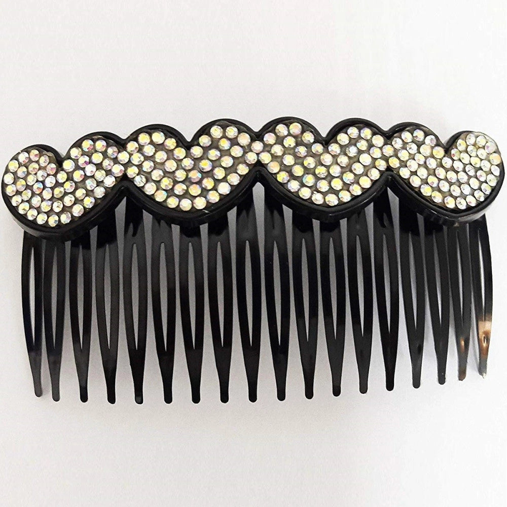 Trade Shop - Fermaglio Pettine Fermacoda Strass Brillantini Glitter Ferma Coda Ferma Capelli -