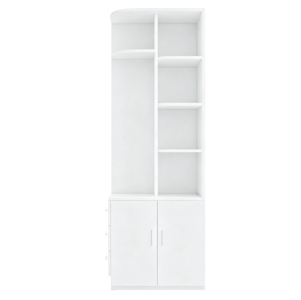 Armadio bianco 70×55×175 cm con ripiani multipli e ampio vano appendiabiti