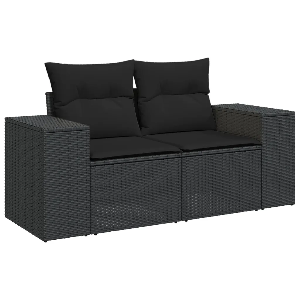 Set Divani da Giardino con Cuscini 8 pz Nero in Polyrattan 3222904