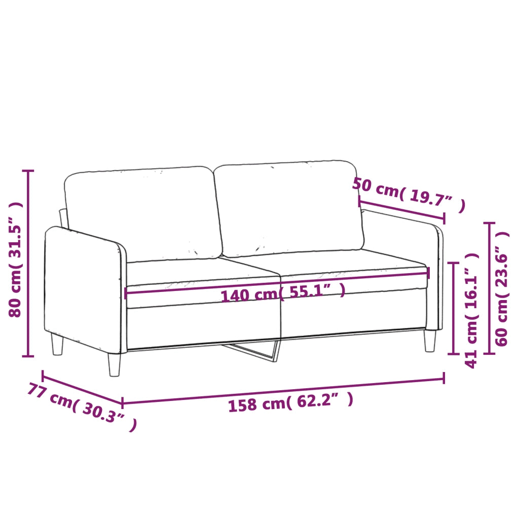 Divano a 2 Posti Crema 140 cm in Tessuto 359480