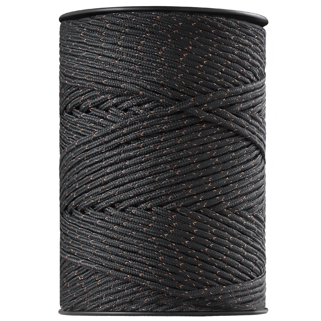 Filo per Recinzione Elettrica HTSS1, Corda Conduttiva 305 m Diametro 6,3 mm in Poliestere con 2 Fili di Rame, Resistente per Cavalli e Bestiame, Nero