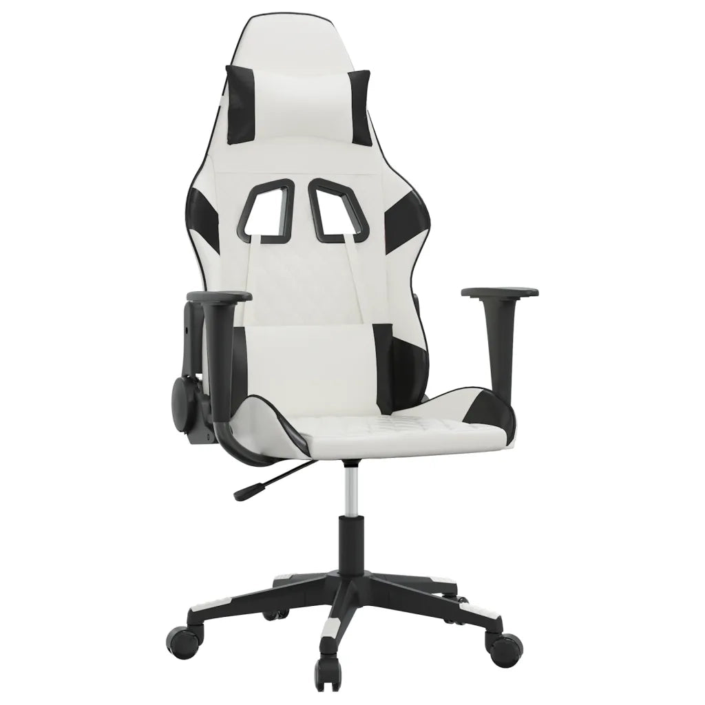 Sedia da Gaming Massaggiante Bianco e Nero in Similpelle 345520