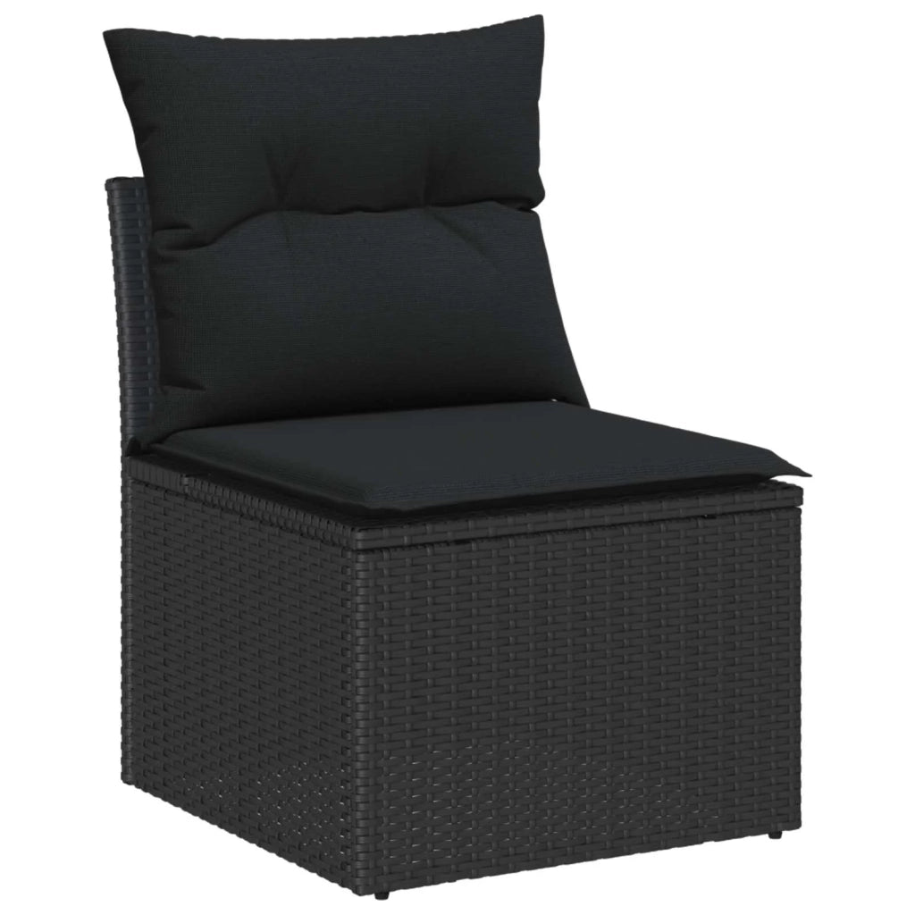 Set Divano da Giardino 9 pcs Nero Rattan in Polipropilene