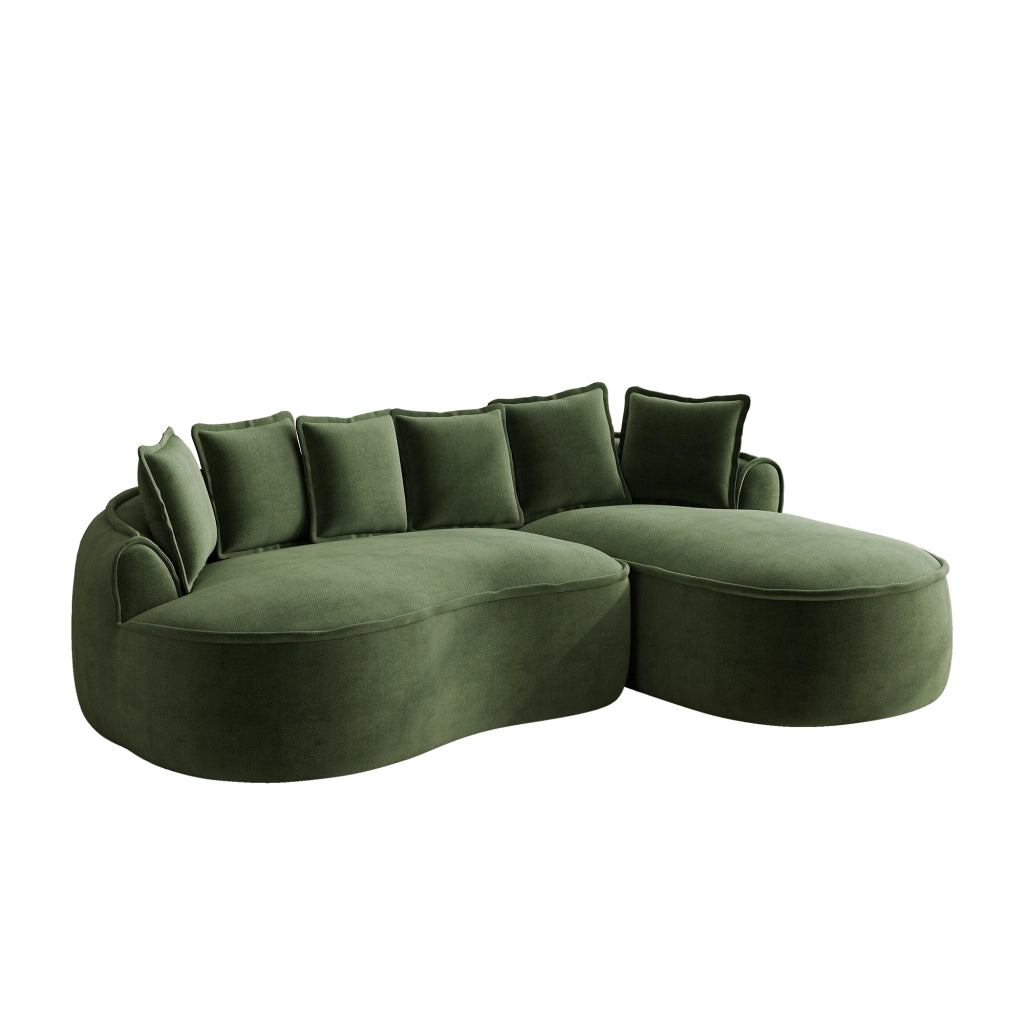 Divano Angolare Modulare Chaise Longue con Cuscini ¨C MINIMAL ¨C Verde, Chenille, Extra Large