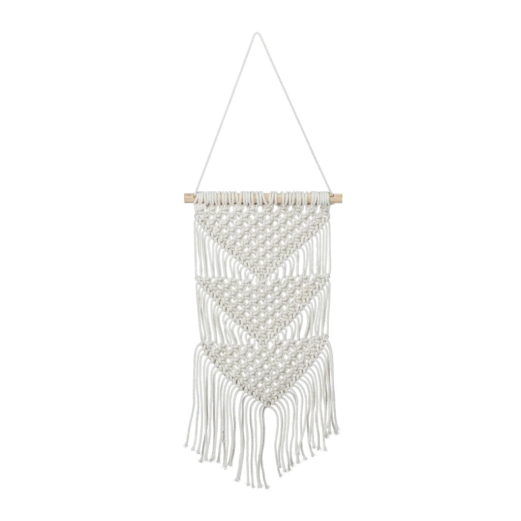 Macramè da parete decorativo boho camera da letto soggiorno 70 x 25,5 x 1,5 cm in cotone crema 13_0011668