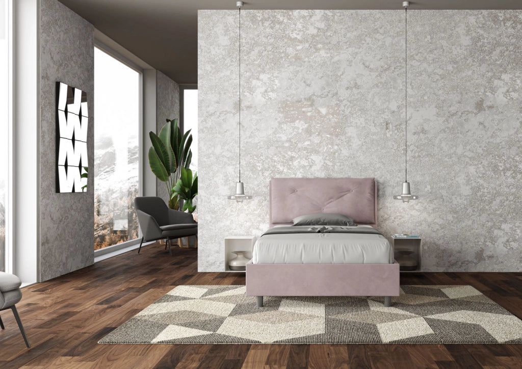 Letto 1 Piazza E Mezzo 110x210 cm Senza Rete Imbottito in Microfibra Appia Large Glicine