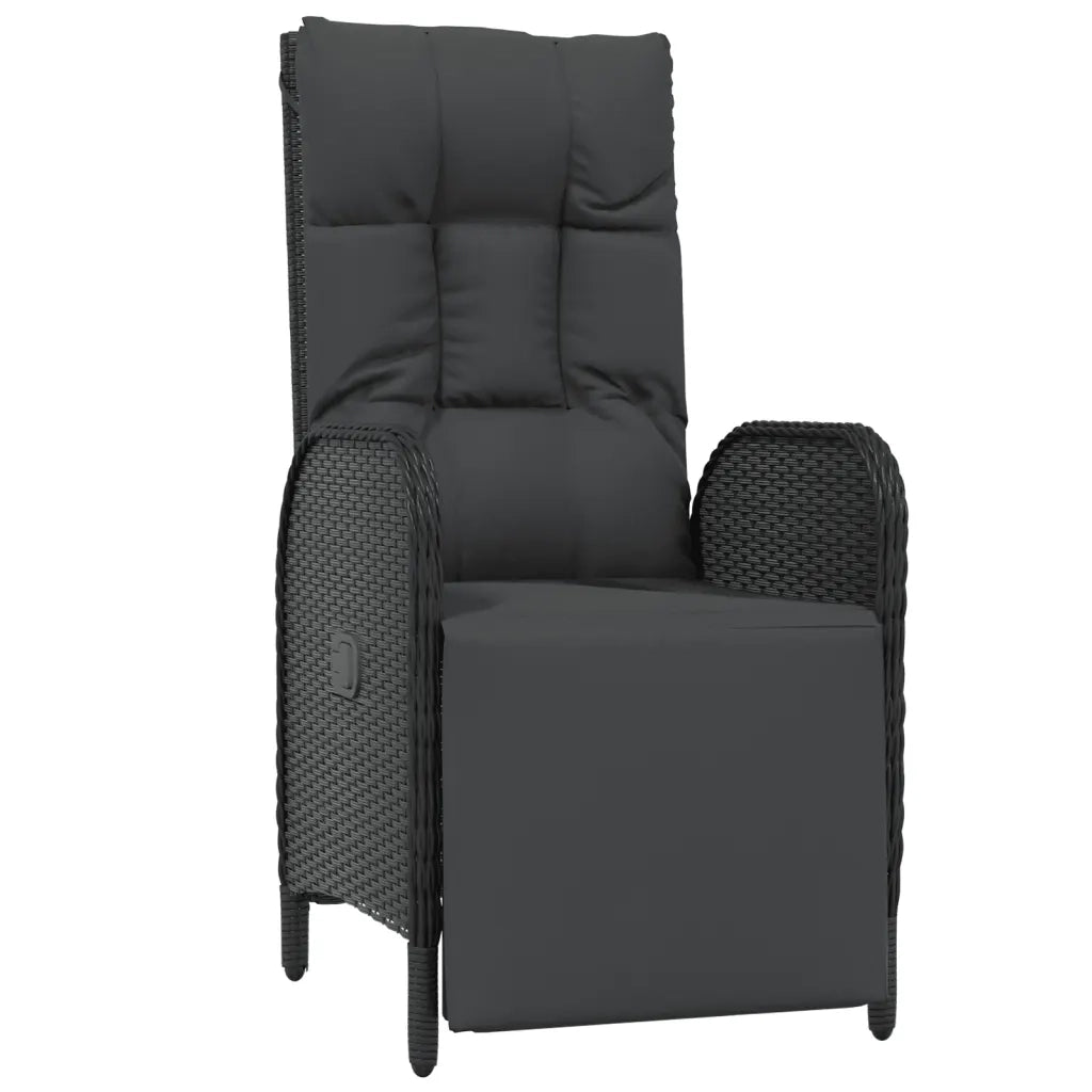 Set da Pranzo da Giardino 5 pz Nero con Cuscini in Polyrattan 3185090