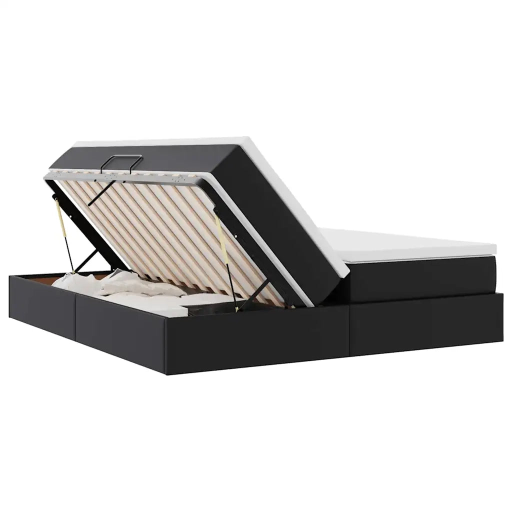 Letto con contenitore e materasso Nero 180 x 200 cm