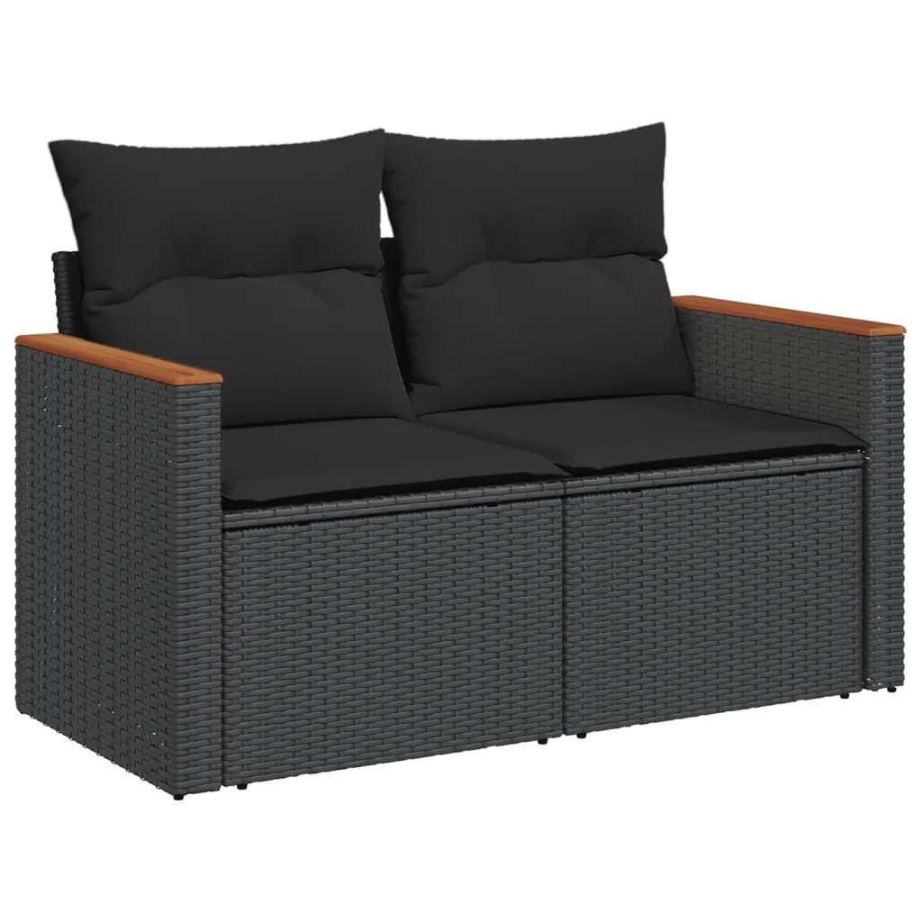 Set Divani da Giardino con Cuscini 7pz Nero Polyrattan 3225873