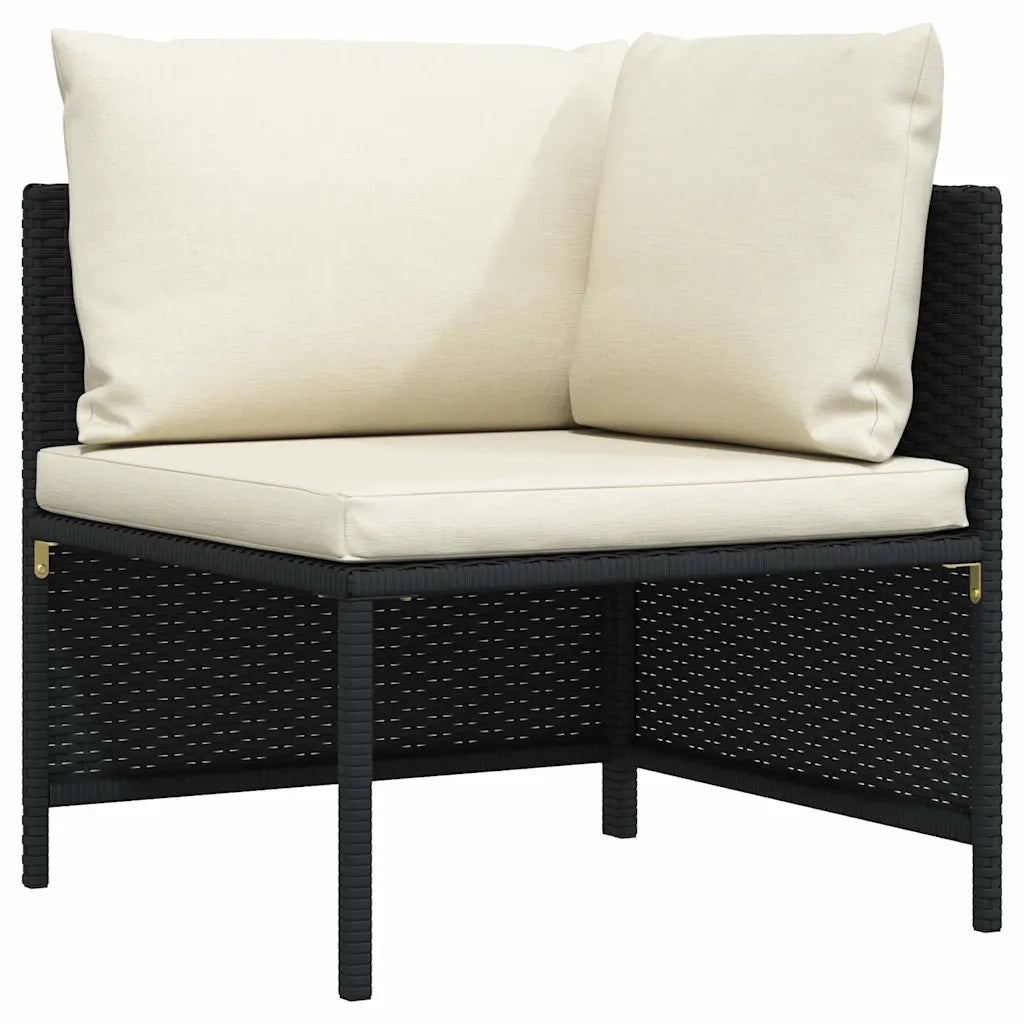 Divano ad Angolo Modulare con Cuscini in Polyrattan Nero 313507