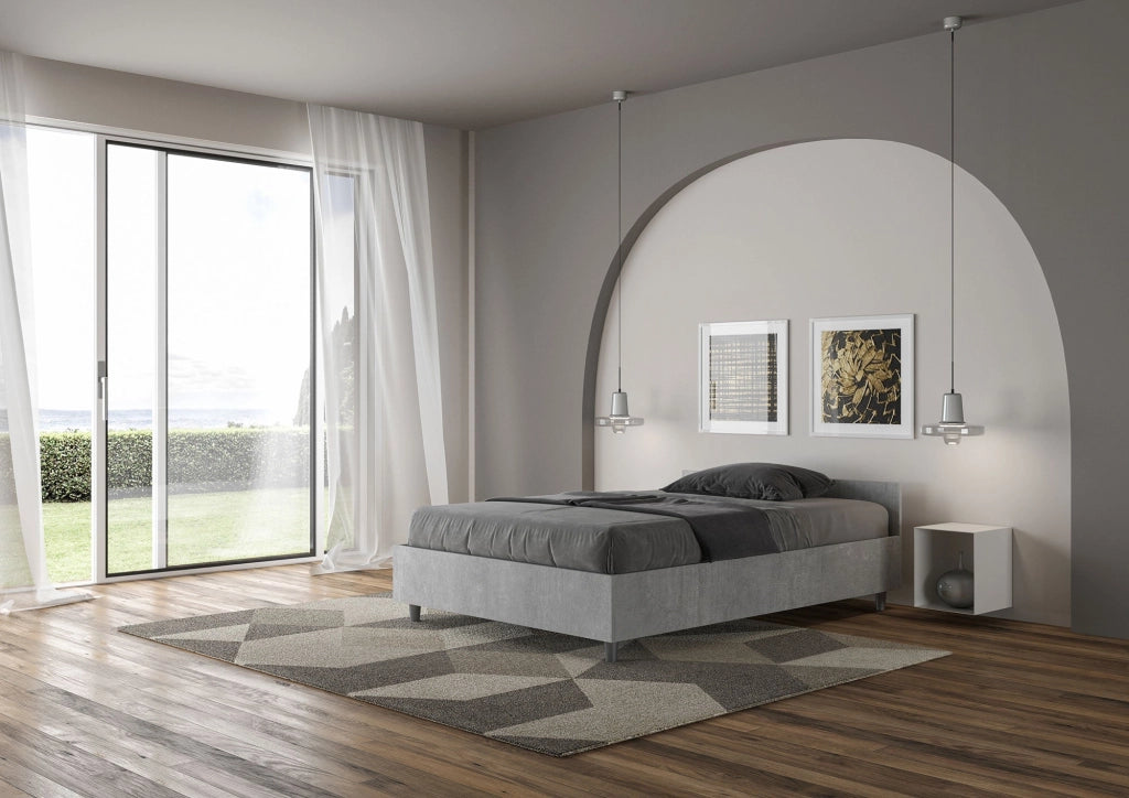 Letto 1 Piazza e Mezzo 120x190 cm con Rete Nuamo Cemento