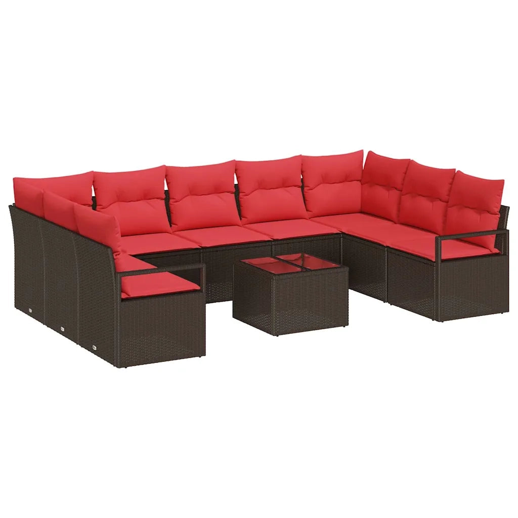 Set di divani con cuscino 10 pcs Marrone polyrattan 3346554