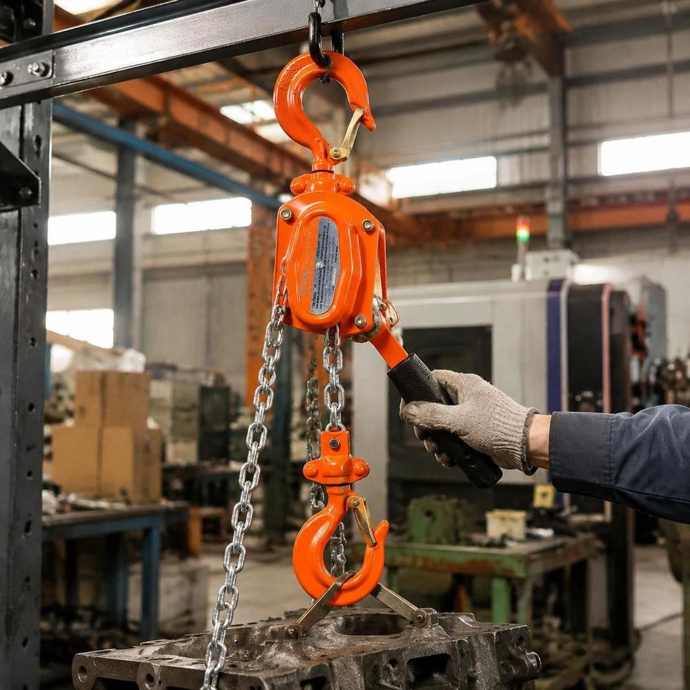 Mini Lever Hoist 0.5T Load Capacity Chain Hoist 260N Pulling Force Pulley Block 1.40m Lifting Height Ratchet Hoist Steel Hoist G80 Chain Weston Double Pawl Brake 360° Rotating Hook Hand Chain Hoist