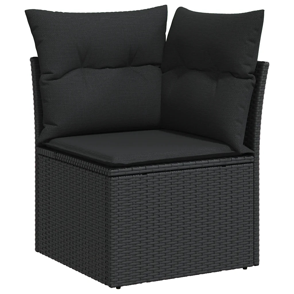 Set Divani da Giardino 9 pz con Cuscini Nero in Polyrattan 3266725