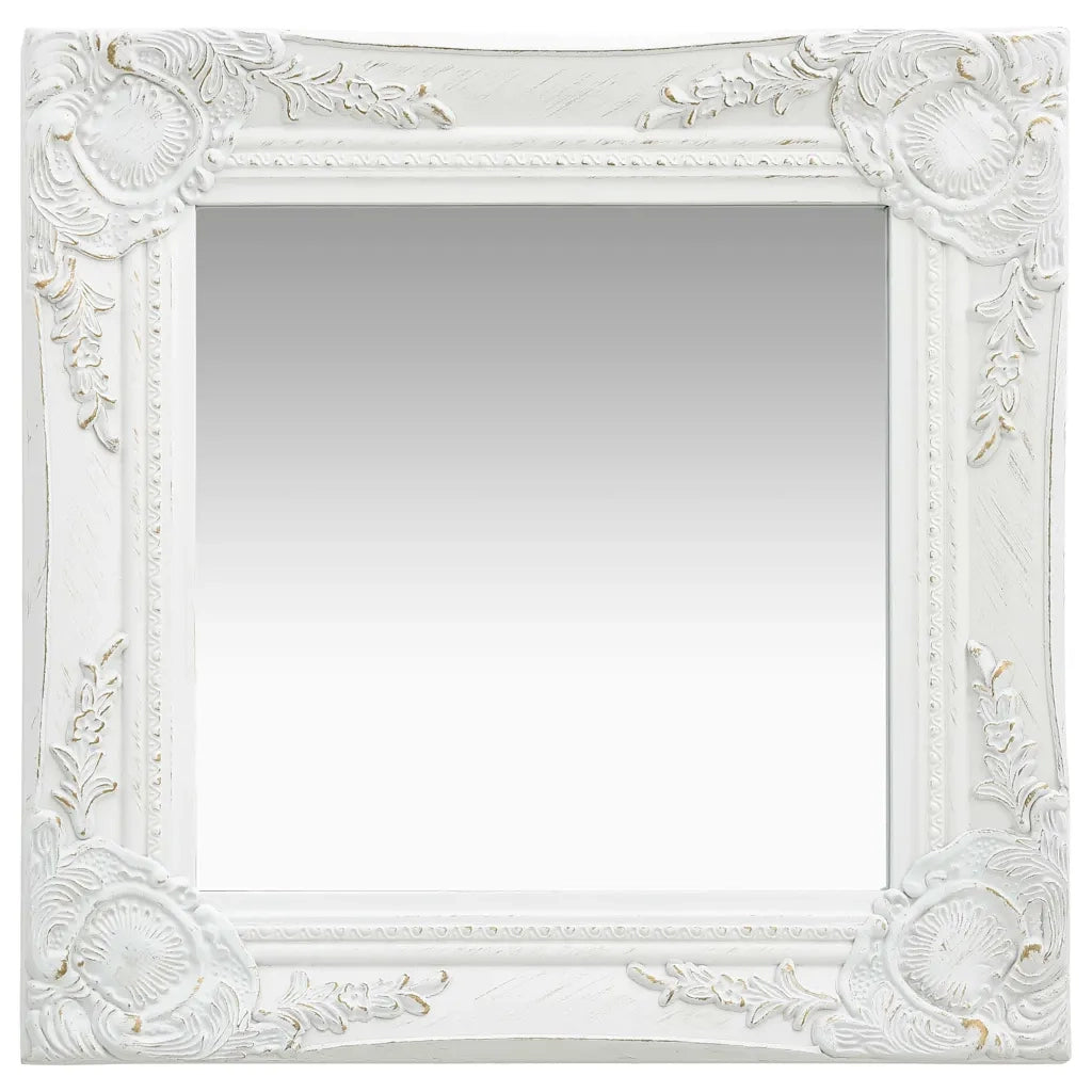 Specchio da Parete Stile Barocco 40x40 cm Bianco 320304