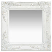 Specchio da Parete Stile Barocco 40x40 cm Bianco 320304